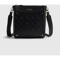 River Island Monogram Emboss Messenger - Black