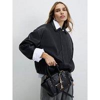 River Island Small Winged Panelled Zip Tote Bag - Black