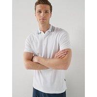 Barbour Notter Tartan Collar Tailored Fit Jersey Polo Shirt - White