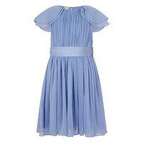 Monsoon Girls Ava Chiffon Cape Sleeve Bridesmaid Dress - Blue
