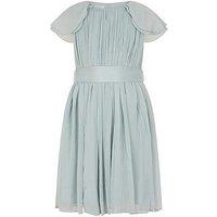 Monsoon Girls Ava Chiffon Cape Sleeve Bridesmaid Dress - Light Green