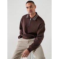 Boss Relaxed Fit 1/4 Zip Jumper - Brown