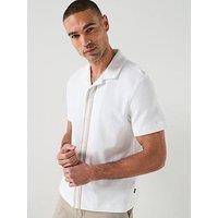 Boss Revere Collar Button Through Polo Shirt - White