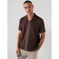 Boss C-Pasini 47 Revere Collar Button Through Polo Shirt - Brown