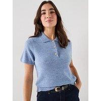 Guess Jeans Short Sleeve Polo Ophelia Sweater - Blue