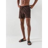 Boss Iconic Global Side Tape Swim Shorts - Brown