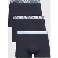 Emporio Armani Bodywear Bold Monogram 3 Pack Trunks - Dark Blue