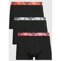 Emporio Armani Bodywear Bold Monogram 3 Pack Trunks - Black