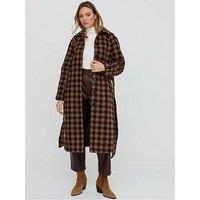 Lily & Lionel Pia Tailored Check Print Coat In - Brown