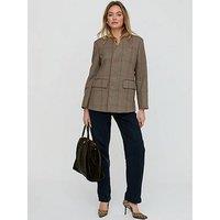 Lily & Lionel Leah Collarless Check Print Jacket In - Brown