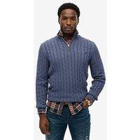 Superdry Superdry Cotton Classic Cable Knitted Quarter Zip - Blue