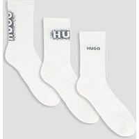 Hugo 3 Pack Spray Logo Sports Crew Socks - White