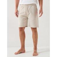 Boss Fashion Embroidered Tonal Logo Loungewear Shorts - Light Beige