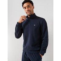 Emporio Armani Bodywear Half Zip Lounge Top - Navy