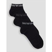 Emporio Armani Bodywear 3 Pack Extended Logo Trainer Liner Socks - Black