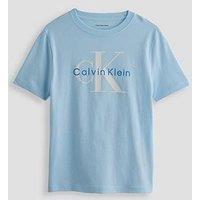Calvin Klein Jeans Boys Ck Mono Logo Short Sleeve T-Shirt - Light Blue