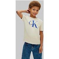 Calvin Klein Jeans Boys Ck Mono Logo Short Sleeve T-Shirt - Beige