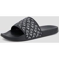 Ea7 Emporio Armani All Over Logo Slider - Black