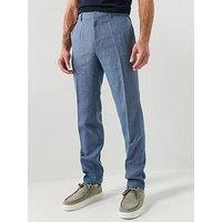 Boss H-Leon Regular Fit Wool/Linen Mix Suit Trousers - Blue