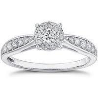 Ernest Jones Engagement Ring 9Ct Gold Halo Cluster 050Ct Diamond Ring - White