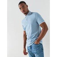 Boss Passertip Slim Fit Short Sleeve Polo Shirt - Blue
