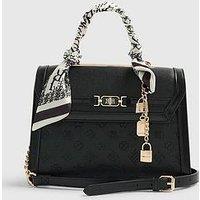 River Island Med Emboss Charm Tote - Black