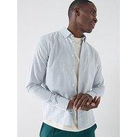 Les Deux Konrad Stripe Cotton Linen Shirt - Light Blue