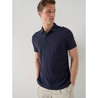 Barbour Harwell Tailored Fit Textured Polo Shirt - Navy