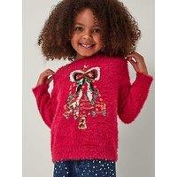 Monsoon Girls Christmas Tree Jumper - Red