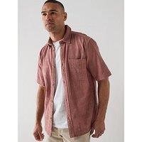 Les Deux Charlie Textured Short Sleeve Shirt - Light Red