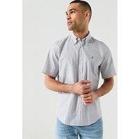 Boss Button Down Short Sleeve Stripe Shirt - Blue