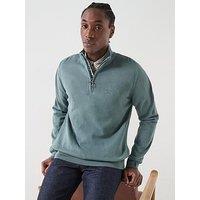 Barbour Cotton Half Zip Knitted Jumper - Aqua