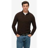 Superdry Superdry Textured Knitted Quarter Zip - Brown