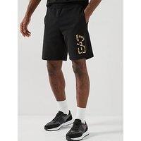 Ea7 Emporio Armani Train Premium Gold Logo Shorts - Black