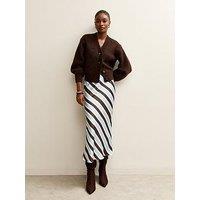 New Look Satin Striped Bias Cut Midi Skirt - Stripe