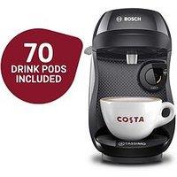 Tassimo By Bosch Happy Friendly Pod Coffee Machine With 70 Drinks Value Starter Bundle, Tas102Egbc - Black