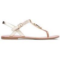 Tommy Hilfiger Leather Thong Sandal - Gold
