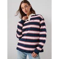 Tommy Jeans Stripe Rugby Top - Navy