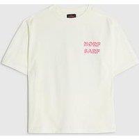 River Island Older Boys Real Hackney Dave Norf Sarf T-Shirt - Cream