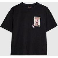 River Island Older Boys Real Hackney Dave New York T-Shirt - Black