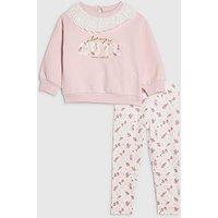 River Island Mini Girls Cute Collared Sweatshirt Set - Pink