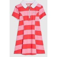 River Island Mini Girls Stripe Bow Polo Dress - Pink