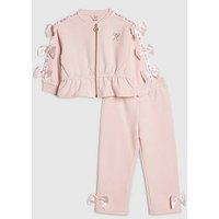 River Island Mini Girls Bow Cinched Sweatshirt Set - Light Pink
