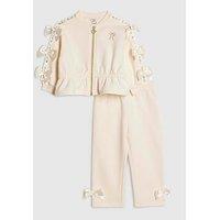 River Island Mini Girls Bow Cinched Sweatshirt Set - Cream