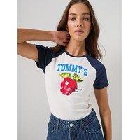 Tommy Jeans Raglan Graphic T-Shirt - White