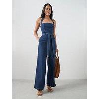 The Very Collection Denim Halter Jumpsuit - Dark Wash
