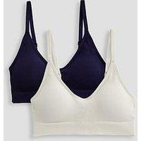 The Very Collection 2 Pack Scoop Navy And Cream Seamless Bralette - Multi