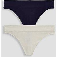 The Very Collection 2 Pack Navy And Cream Seamless Thong - Multi