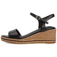 Tommy Hilfiger Mid Wedge Espad Leather - Black