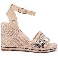 Tommy Hilfiger High Wedge Espadrille Raffia - Natural/Black